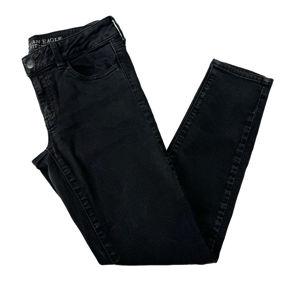 American Eagle Womens 8 Short Jeggings Jeans Pants Black Stretch Jeans
